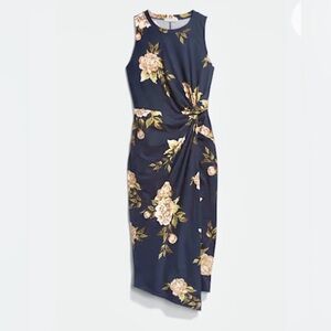 Nine Britton Navy Floral Midi Dress Size M